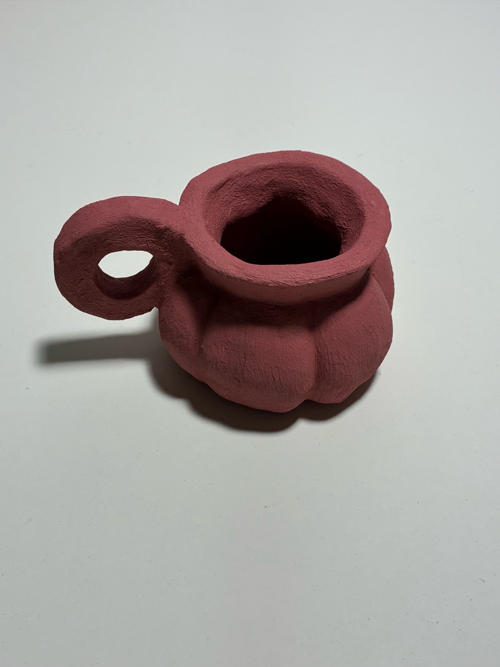 Handmade Repurposed Ceramic Decor Container Rose Textured Acrylic Art Pottery